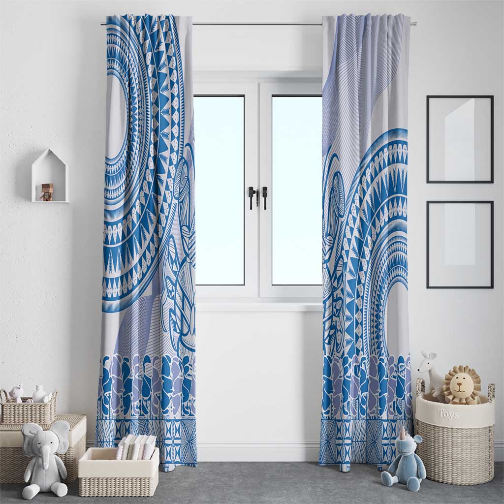 Niue Language Week Window Curtain The Rock Coconut Crab - Siapo Blue Pastel