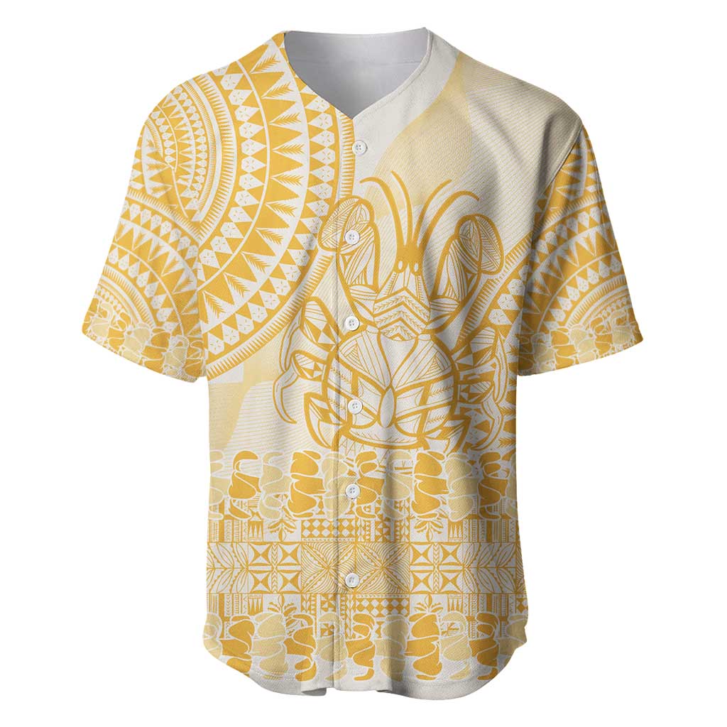 Niue Language Week Baseball Jersey The Rock Coconut Crab - Siapo Gold Pastel