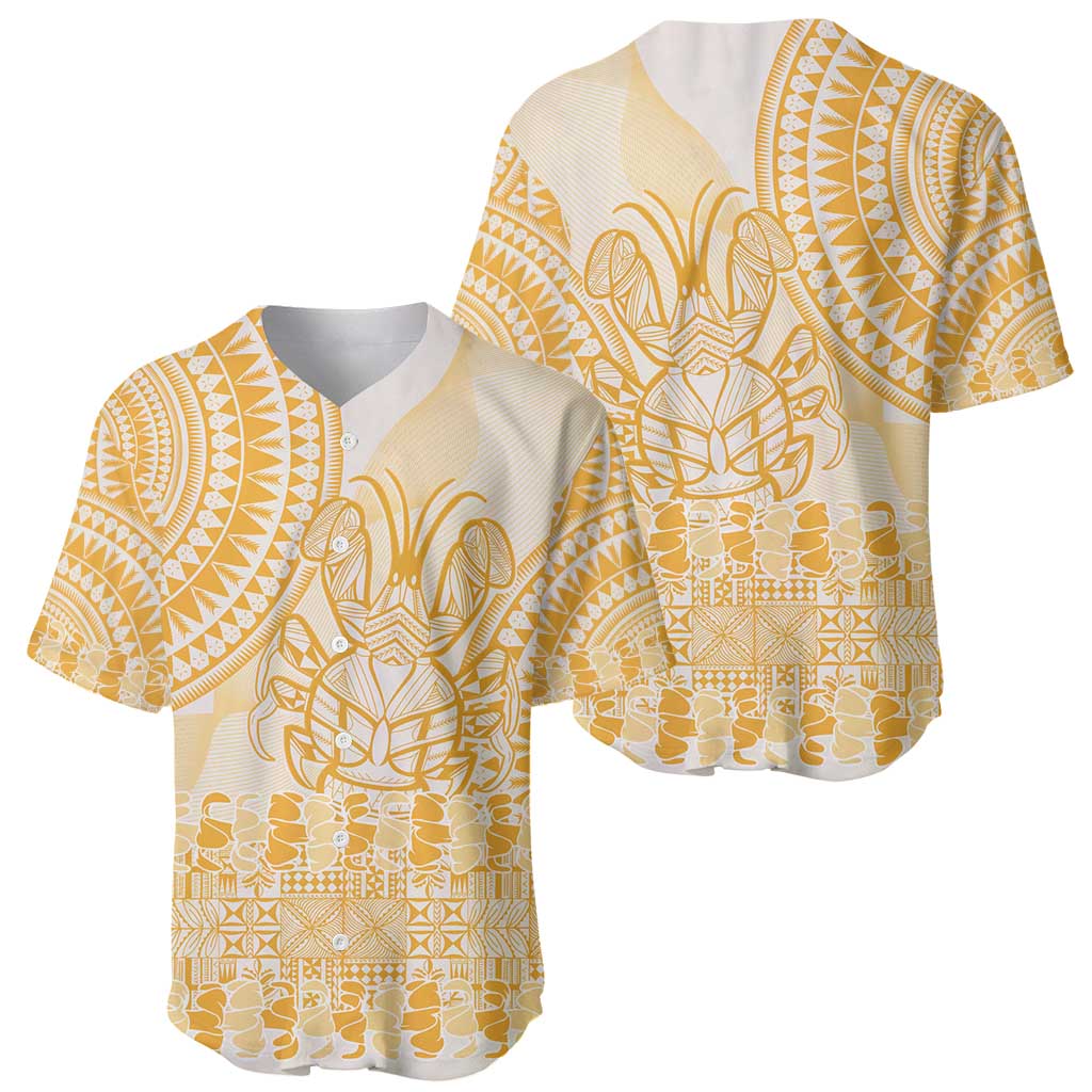 Niue Language Week Baseball Jersey The Rock Coconut Crab - Siapo Gold Pastel