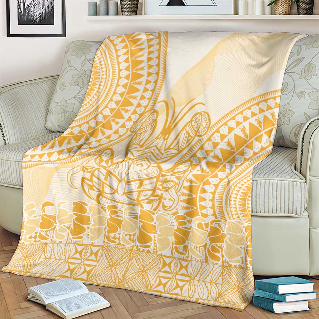Niue Language Week Blanket The Rock Coconut Crab - Siapo Gold Pastel