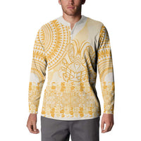 Niue Language Week Button Sweatshirt The Rock Coconut Crab - Siapo Gold Pastel