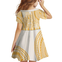 Niue Language Week Family Matching Off Shoulder Short Dress and Hawaiian Shirt The Rock Coconut Crab - Siapo Gold Pastel