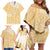 Niue Language Week Family Matching Off Shoulder Short Dress and Hawaiian Shirt The Rock Coconut Crab - Siapo Gold Pastel