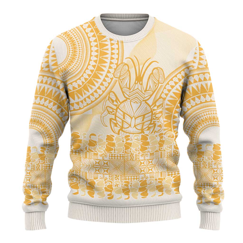 Niue Language Week Ugly Christmas Sweater The Rock Coconut Crab - Siapo Gold Pastel