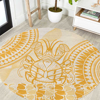 Niue Language Week Round Carpet The Rock Coconut Crab - Siapo Gold Pastel