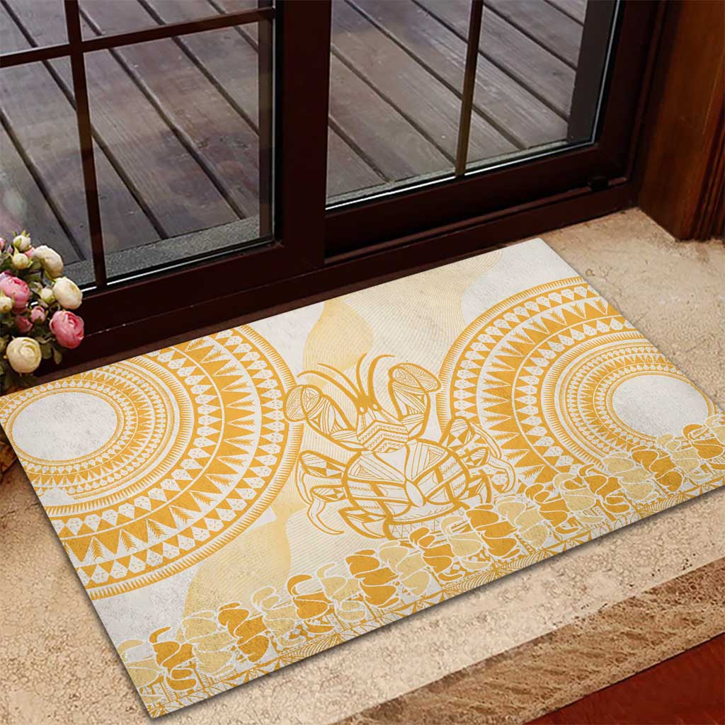Niue Language Week Rubber Doormat The Rock Coconut Crab - Siapo Gold Pastel