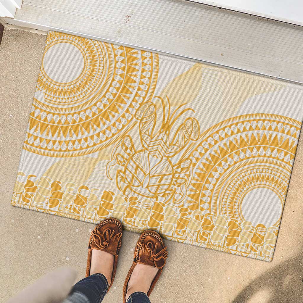 Niue Language Week Rubber Doormat The Rock Coconut Crab - Siapo Gold Pastel