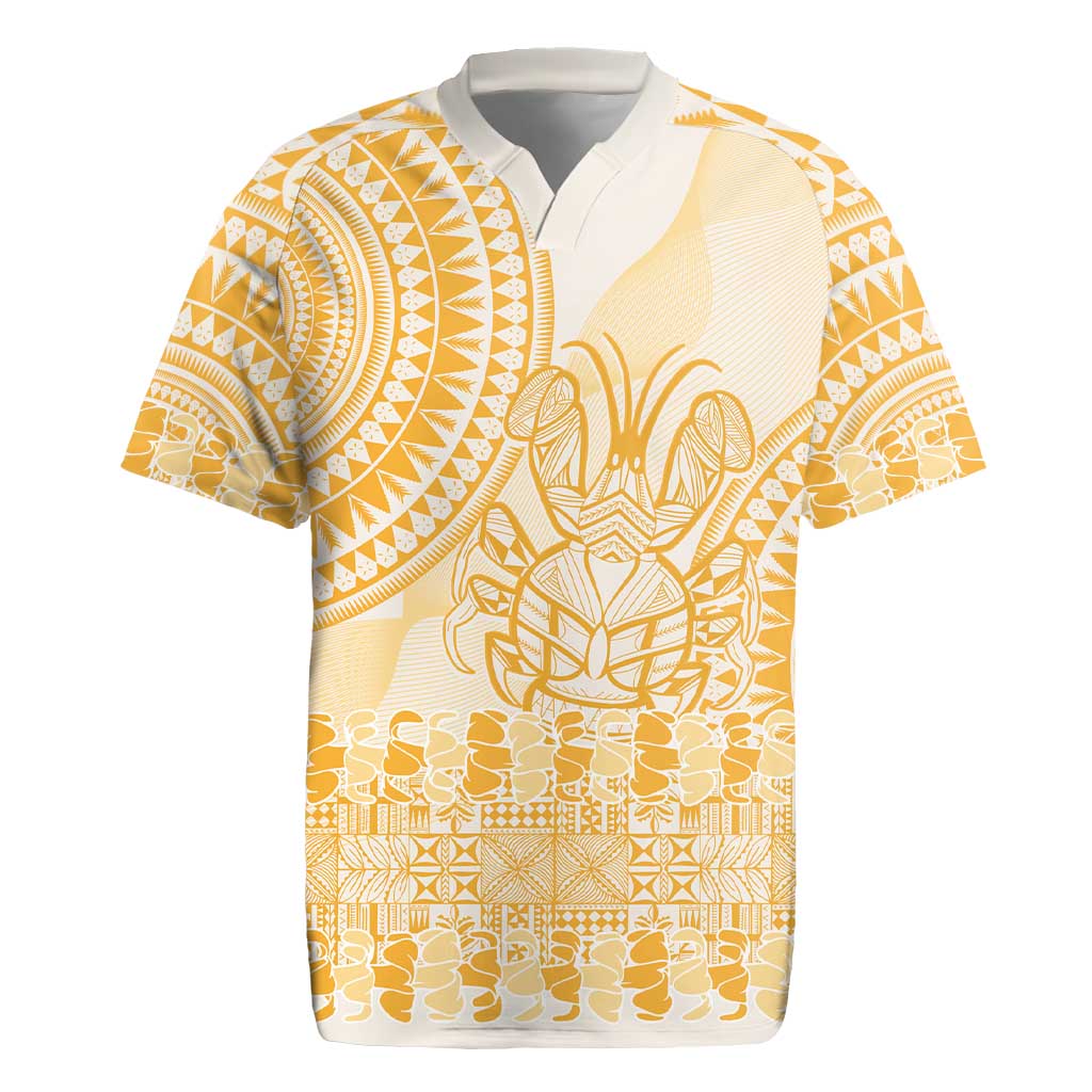 Niue Language Week Rugby Jersey The Rock Coconut Crab - Siapo Gold Pastel