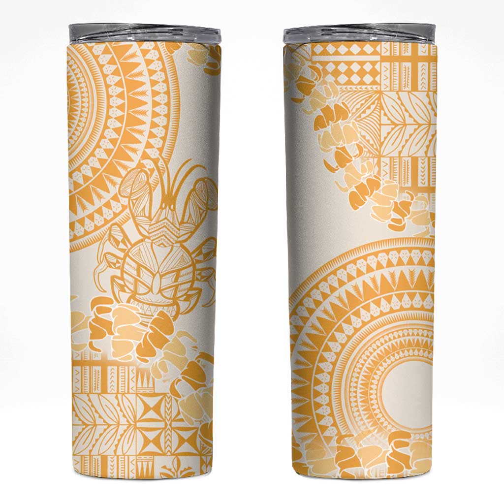 Niue Language Week Skinny Tumbler The Rock Coconut Crab - Siapo Gold Pastel