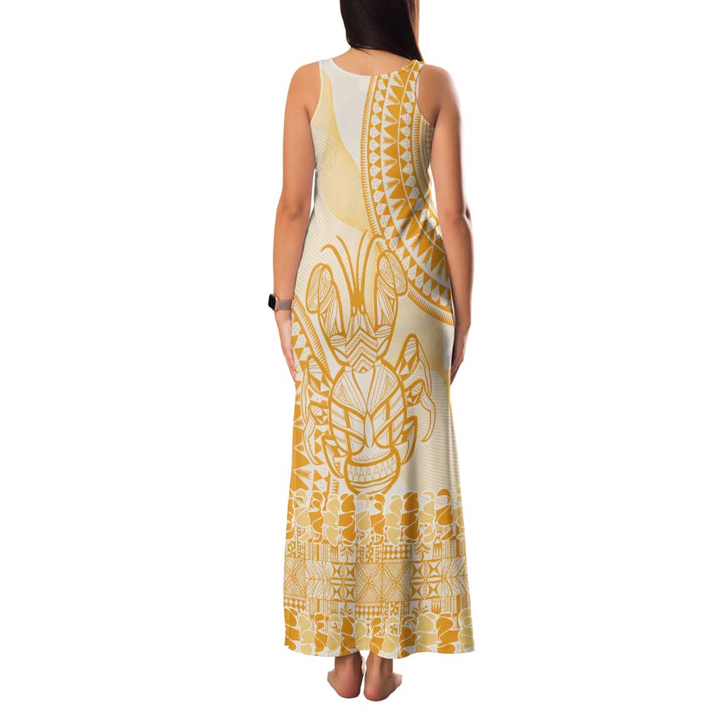 Niue Language Week Tank Maxi Dress The Rock Coconut Crab - Siapo Gold Pastel
