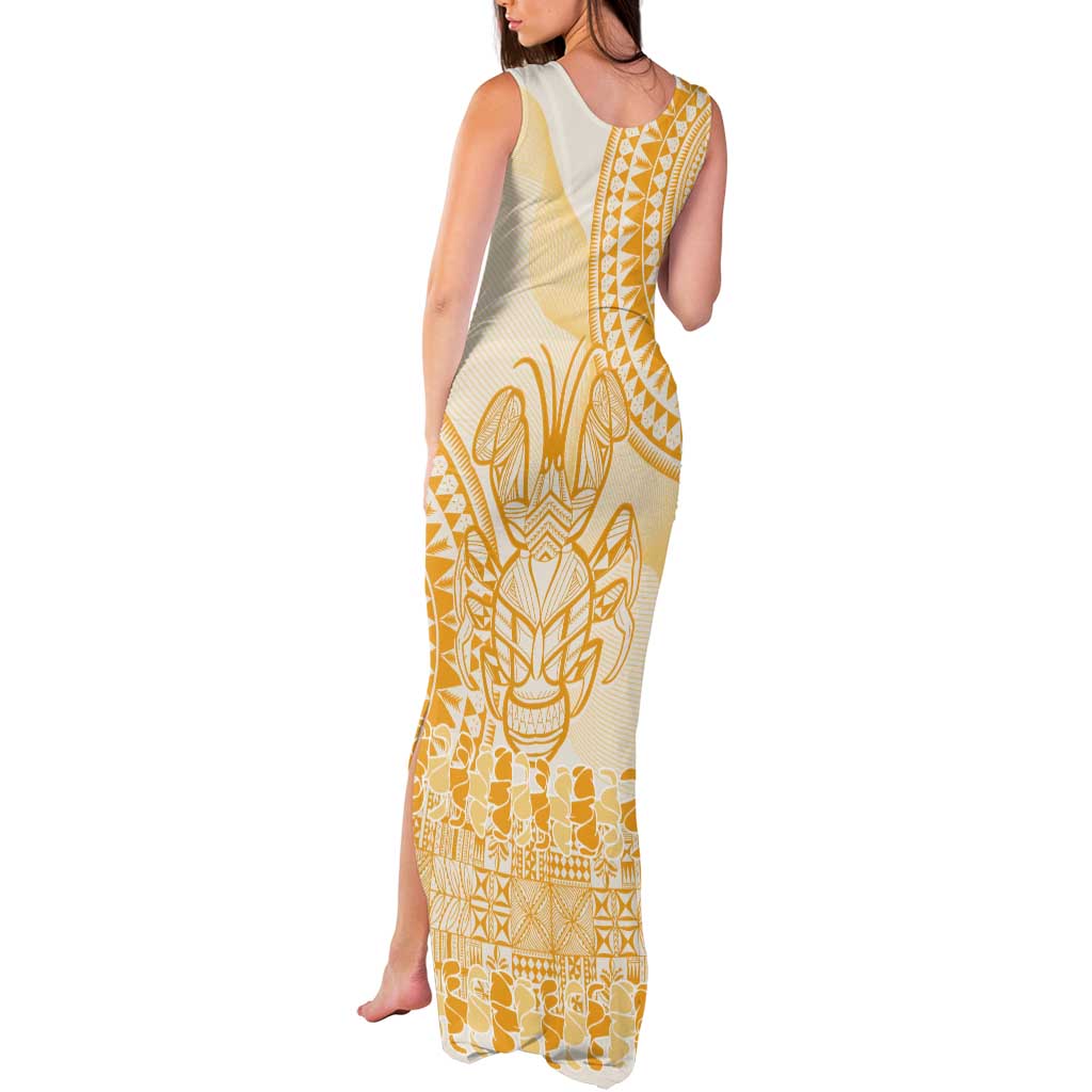 Niue Language Week Tank Maxi Dress The Rock Coconut Crab - Siapo Gold Pastel