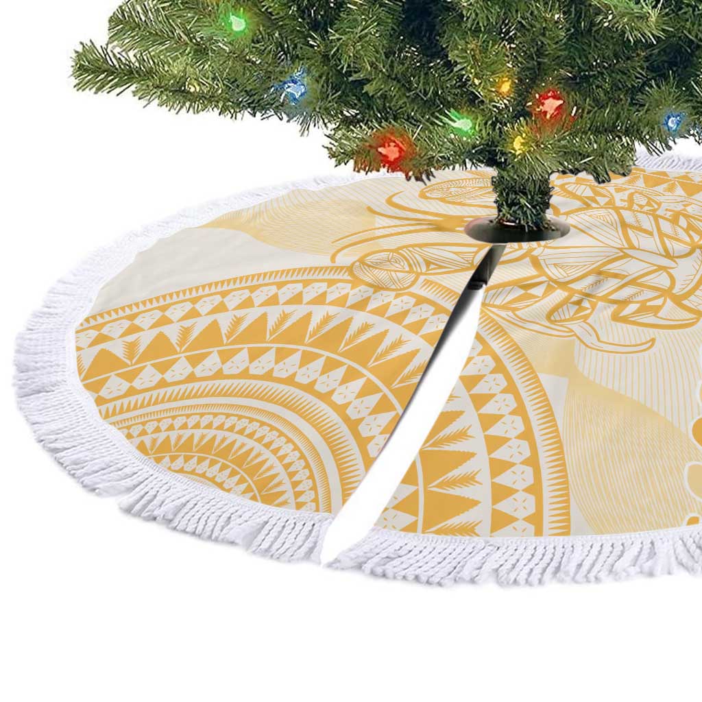 Niue Language Week Tree Skirt The Rock Coconut Crab - Siapo Gold Pastel