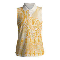 Niue Language Week Women Sleeveless Polo Shirt The Rock Coconut Crab - Siapo Gold Pastel