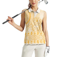 Niue Language Week Women Sleeveless Polo Shirt The Rock Coconut Crab - Siapo Gold Pastel