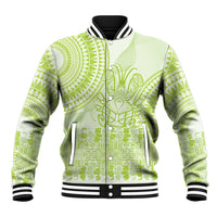 Lime Green Niue Language Week Baseball Jacket The Rock Coconut Crab - Siapo Pattern