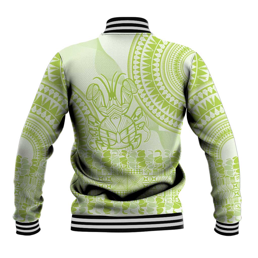 Lime Green Niue Language Week Baseball Jacket The Rock Coconut Crab - Siapo Pattern
