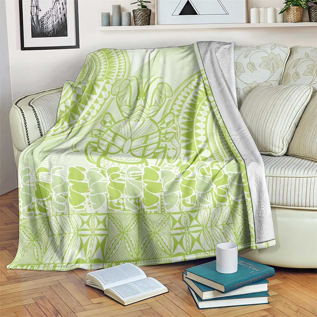 Lime Green Niue Language Week Blanket The Rock Coconut Crab - Siapo Pattern