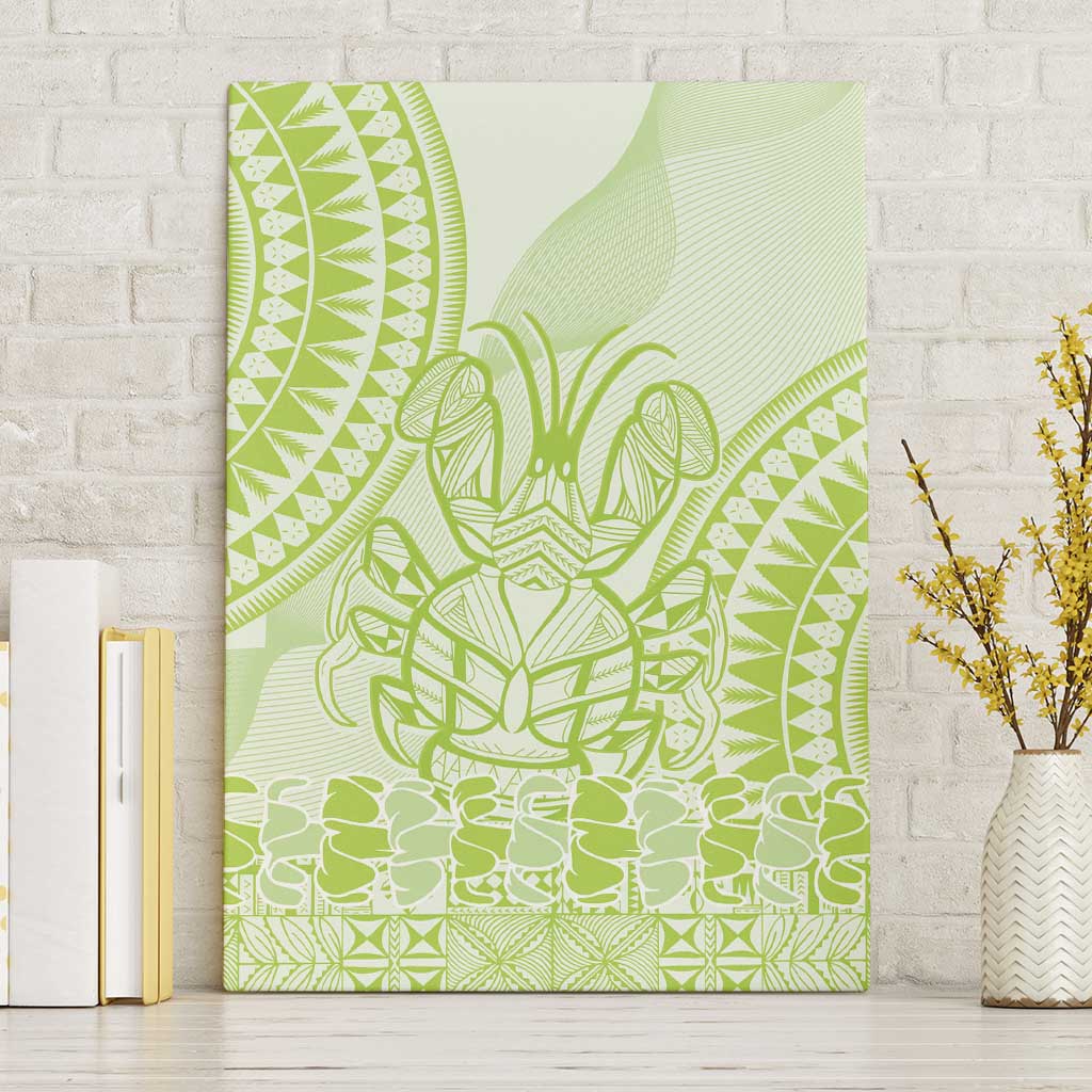 Lime Green Niue Language Week Canvas Wall Art The Rock Coconut Crab - Siapo Pattern