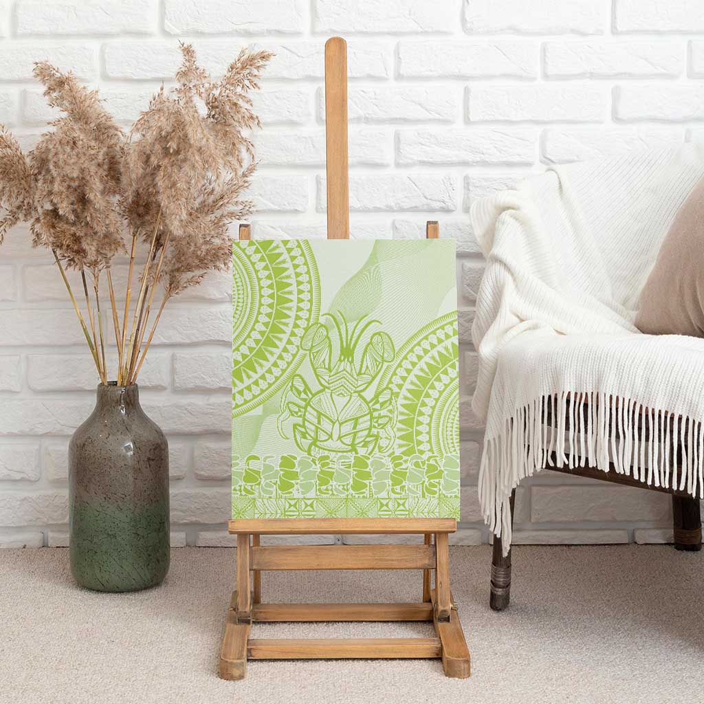 Lime Green Niue Language Week Canvas Wall Art The Rock Coconut Crab - Siapo Pattern
