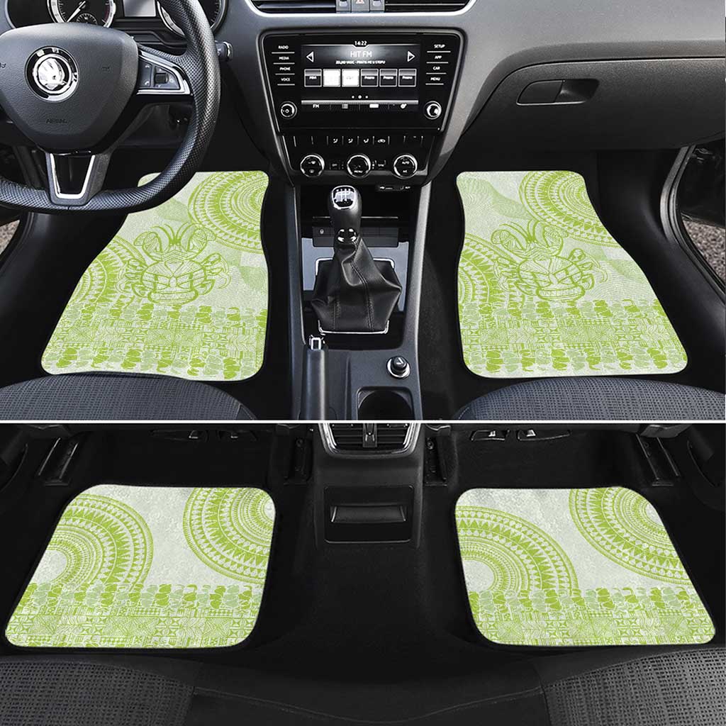 Lime Green Niue Language Week Car Mats The Rock Coconut Crab - Siapo Pattern