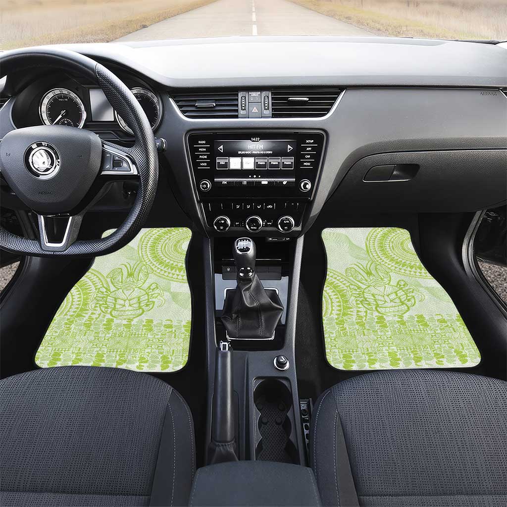 Lime Green Niue Language Week Car Mats The Rock Coconut Crab - Siapo Pattern