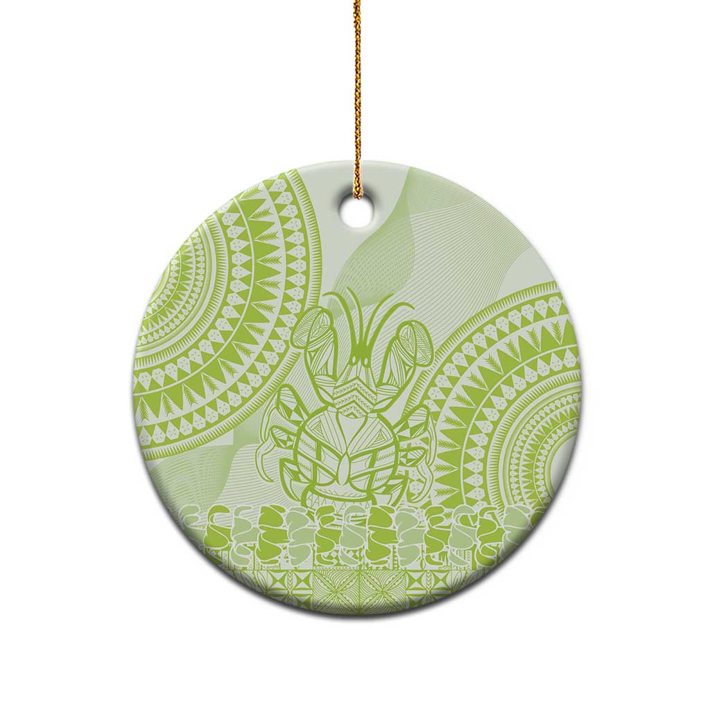 Lime Green Niue Language Week Ceramic Ornament The Rock Coconut Crab - Siapo Pattern