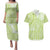 Lime Green Niue Language Week Couples Matching Puletasi and Hawaiian Shirt The Rock Coconut Crab - Siapo Pattern