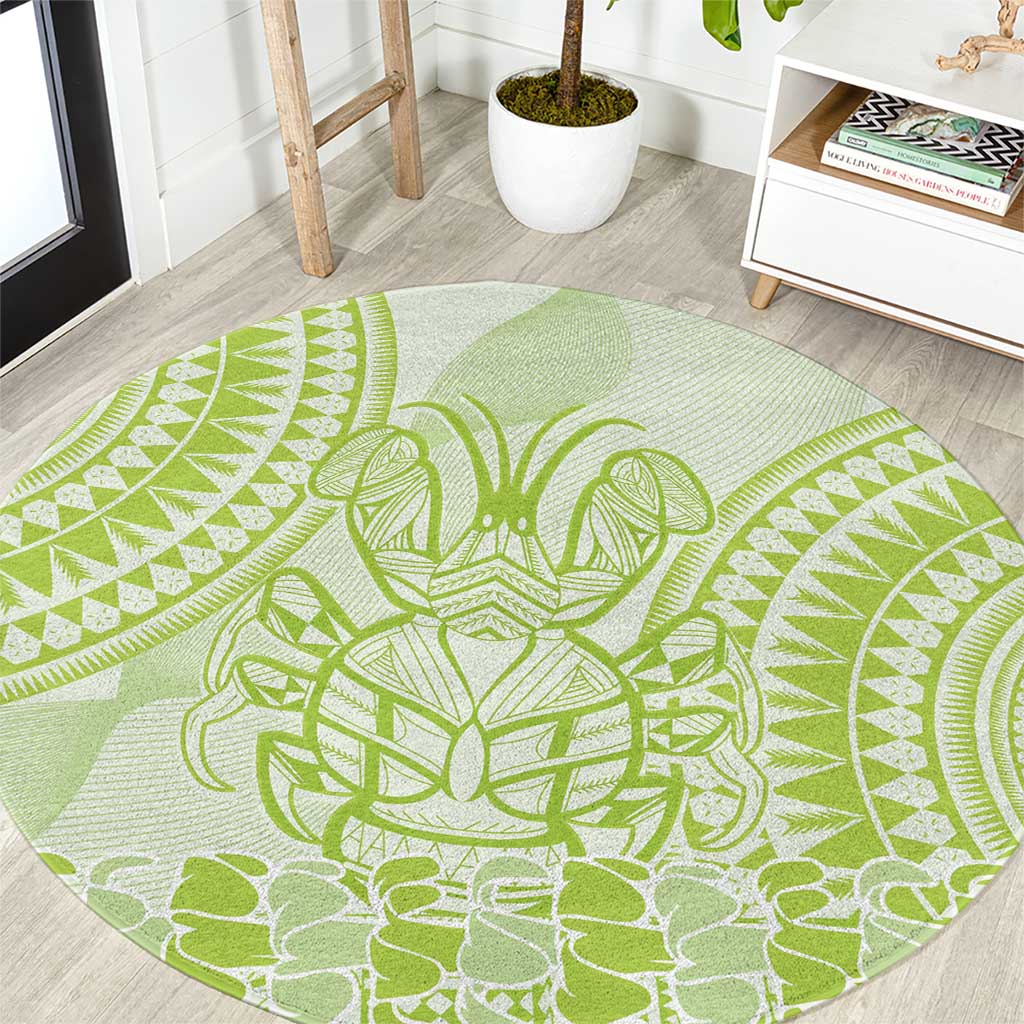 Lime Green Niue Language Week Round Carpet The Rock Coconut Crab - Siapo Pattern