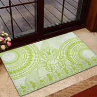 Lime Green Niue Language Week Rubber Doormat The Rock Coconut Crab - Siapo Pattern