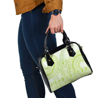 Lime Green Niue Language Week Shoulder Handbag The Rock Coconut Crab - Siapo Pattern