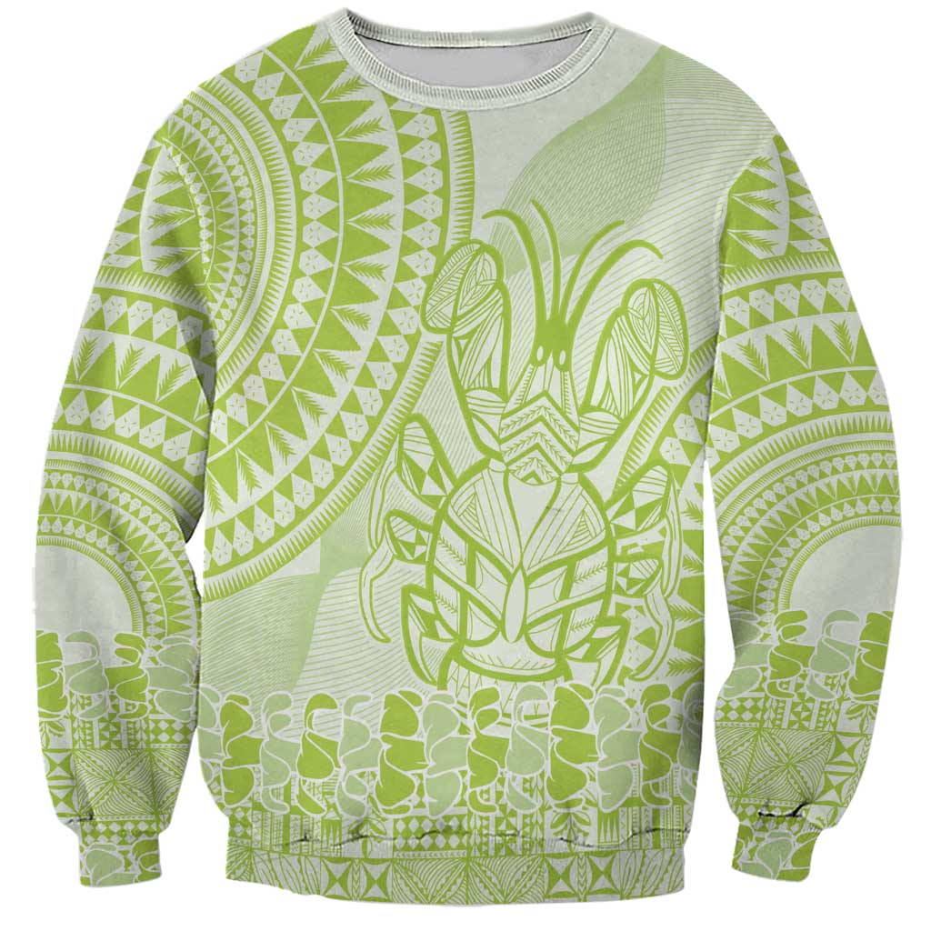 Lime Green Niue Language Week Sweatshirt The Rock Coconut Crab - Siapo Pattern