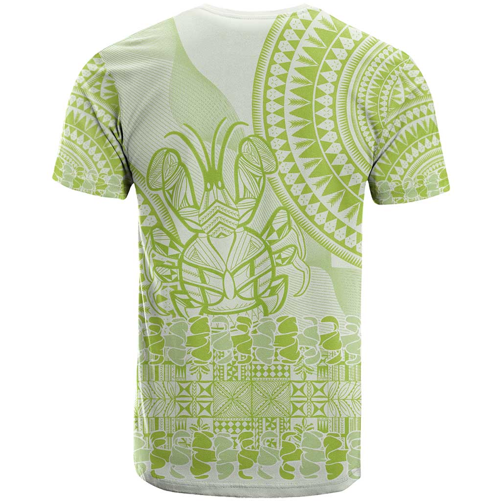 Lime Green Niue Language Week T Shirt The Rock Coconut Crab - Siapo Pattern