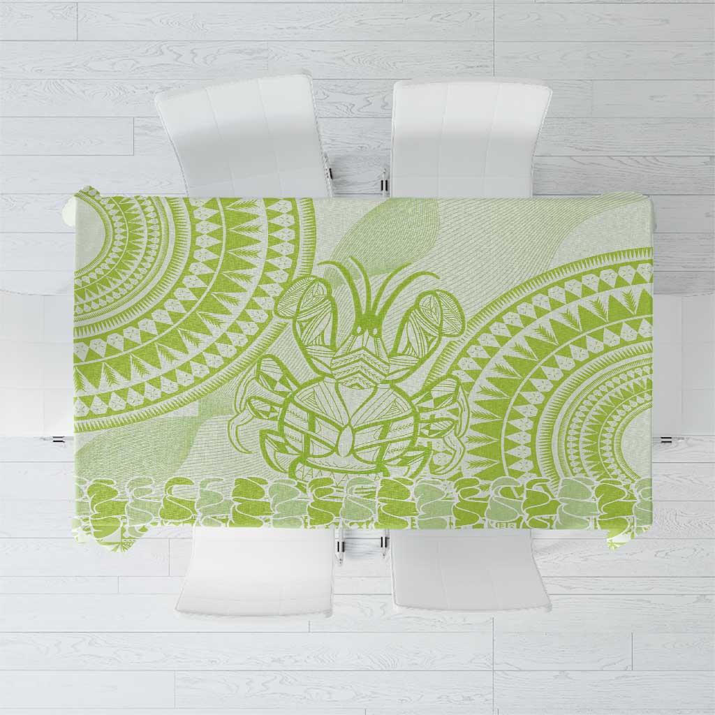 Lime Green Niue Language Week Tablecloth The Rock Coconut Crab - Siapo Pattern