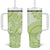 Lime Green Niue Language Week Tumbler With Handle The Rock Coconut Crab - Siapo Pattern