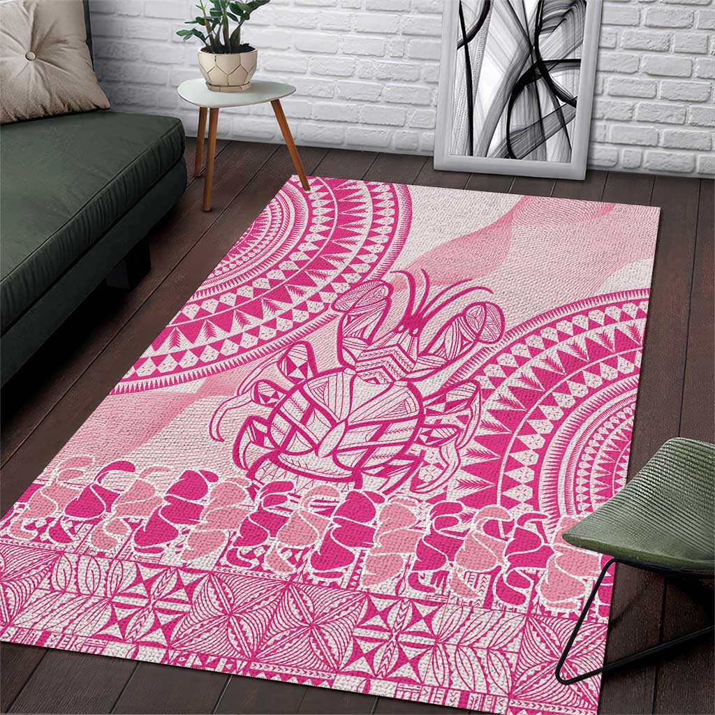 Pink Niue Language Week Area Rug The Rock Coconut Crab - Siapo Pattern