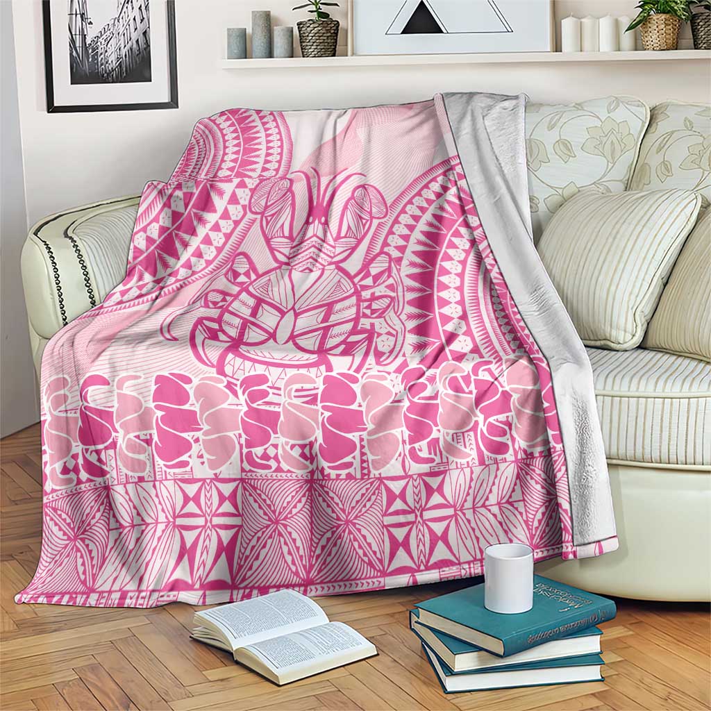 Pink Niue Language Week Blanket The Rock Coconut Crab - Siapo Pattern