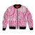 Pink Niue Language Week Bomber Jacket The Rock Coconut Crab - Siapo Pattern