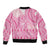 Pink Niue Language Week Bomber Jacket The Rock Coconut Crab - Siapo Pattern