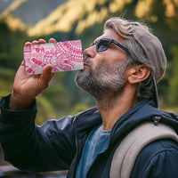 Pink Niue Language Week 4 in 1 Can Cooler Tumbler The Rock Coconut Crab - Siapo Pattern