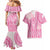 Pink Niue Language Week Couples Matching Mermaid Dress and Hawaiian Shirt The Rock Coconut Crab - Siapo Pattern