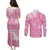Pink Niue Language Week Couples Matching Puletasi and Long Sleeve Button Shirt The Rock Coconut Crab - Siapo Pattern