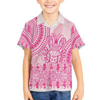 Pink Niue Language Week Family Matching Summer Maxi Dress and Hawaiian Shirt The Rock Coconut Crab - Siapo Pattern