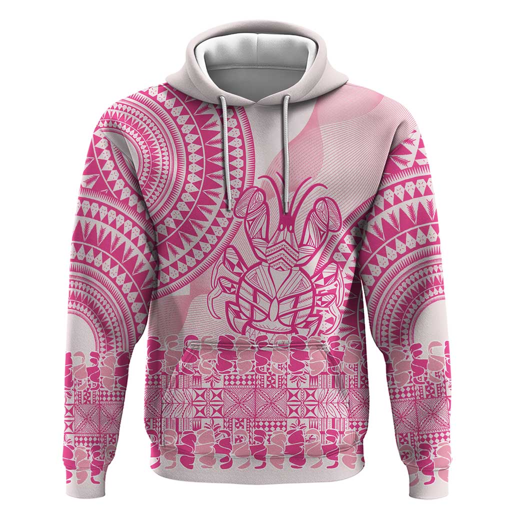 Pink Niue Language Week Hoodie The Rock Coconut Crab - Siapo Pattern