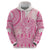 Pink Niue Language Week Hoodie The Rock Coconut Crab - Siapo Pattern