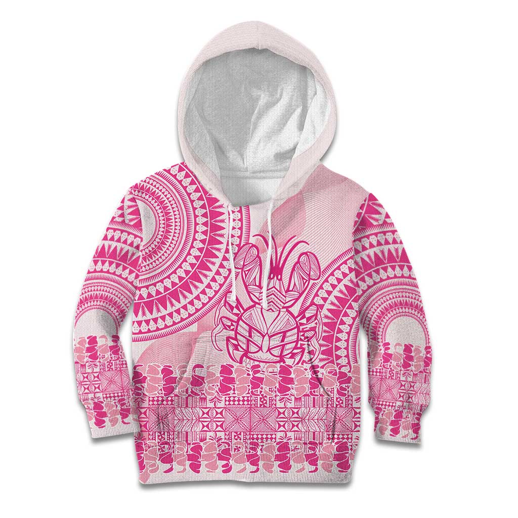 Pink Niue Language Week Kid Hoodie The Rock Coconut Crab - Siapo Pattern