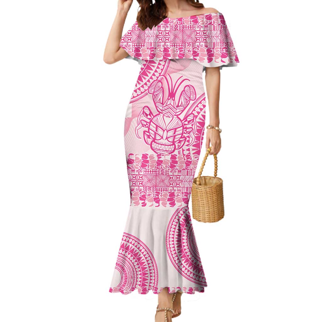 Pink Niue Language Week Mermaid Dress The Rock Coconut Crab - Siapo Pattern