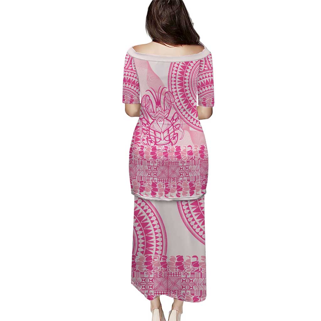 Pink Niue Language Week Puletasi The Rock Coconut Crab - Siapo Pattern