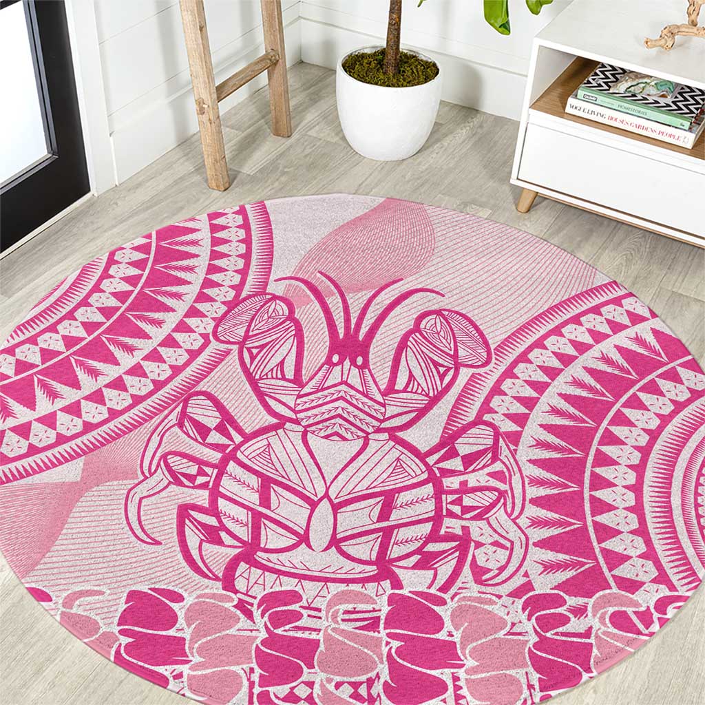 Pink Niue Language Week Round Carpet The Rock Coconut Crab - Siapo Pattern