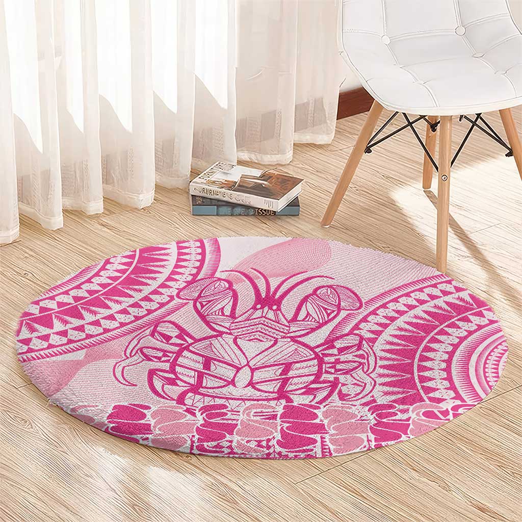 Pink Niue Language Week Round Carpet The Rock Coconut Crab - Siapo Pattern
