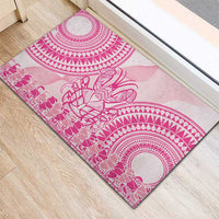 Pink Niue Language Week Rubber Doormat The Rock Coconut Crab - Siapo Pattern